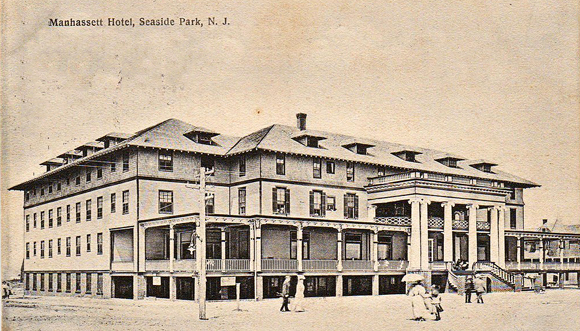 1910 view of the Manhassett Hotel in Seaside Heights New Jersey